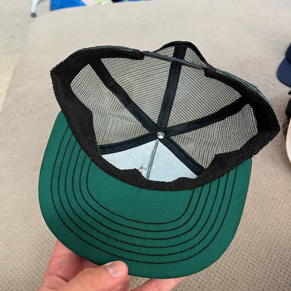 Vintage 1980s Coca-Cola Riverside Trucker Hat Green Mesh Snapback Made in USA - Picture 4 of 6